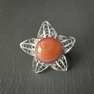 Bague en filigrane d'argent 925 et pierre agate