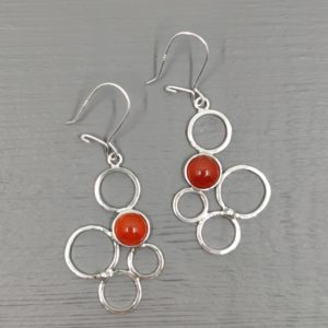 Boucle d'oreille en argent 925 et pierre cornaline