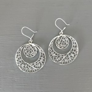 Boucle d'oreille en filigrane d'argent 925, en forme de rond