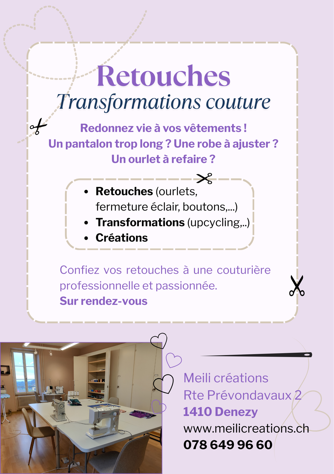 Flyers sur les retouches effectuée par meili créations