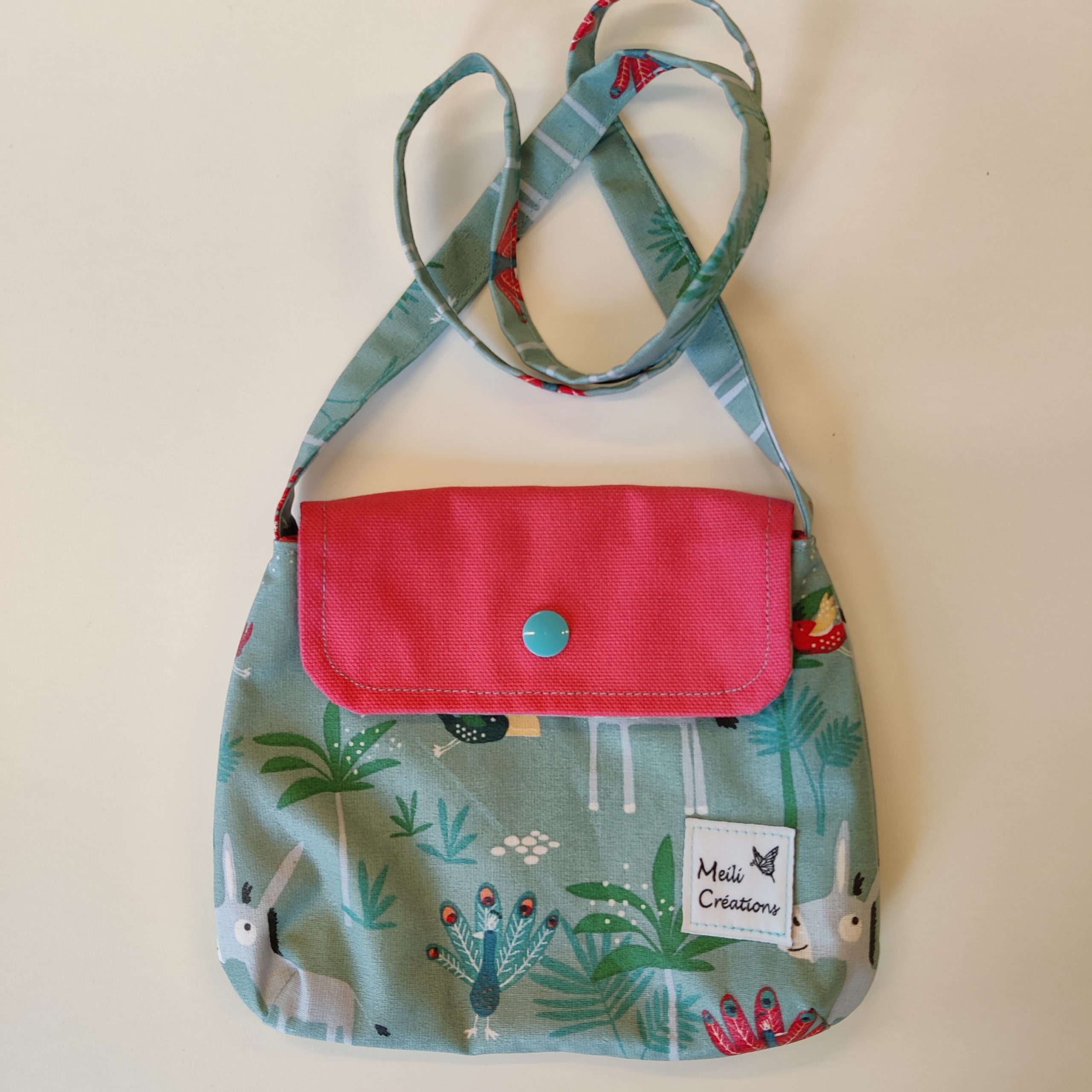 Sac enfant motif âne et rabat corail