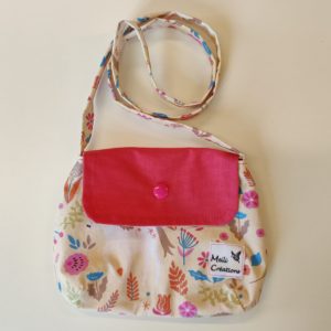 Sac enfant motif licorne et rabat corail