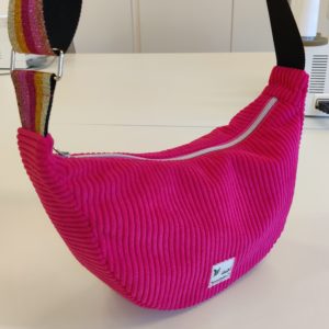 Sac demi-lune velours côtelé pink