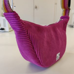 Sac demi-lune velours côtelé pink foncé