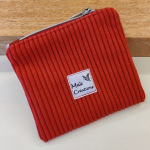 Porte-monnaie velours côtelé rouge
