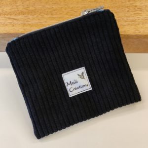 Porte-monnaie velours côtelé noir