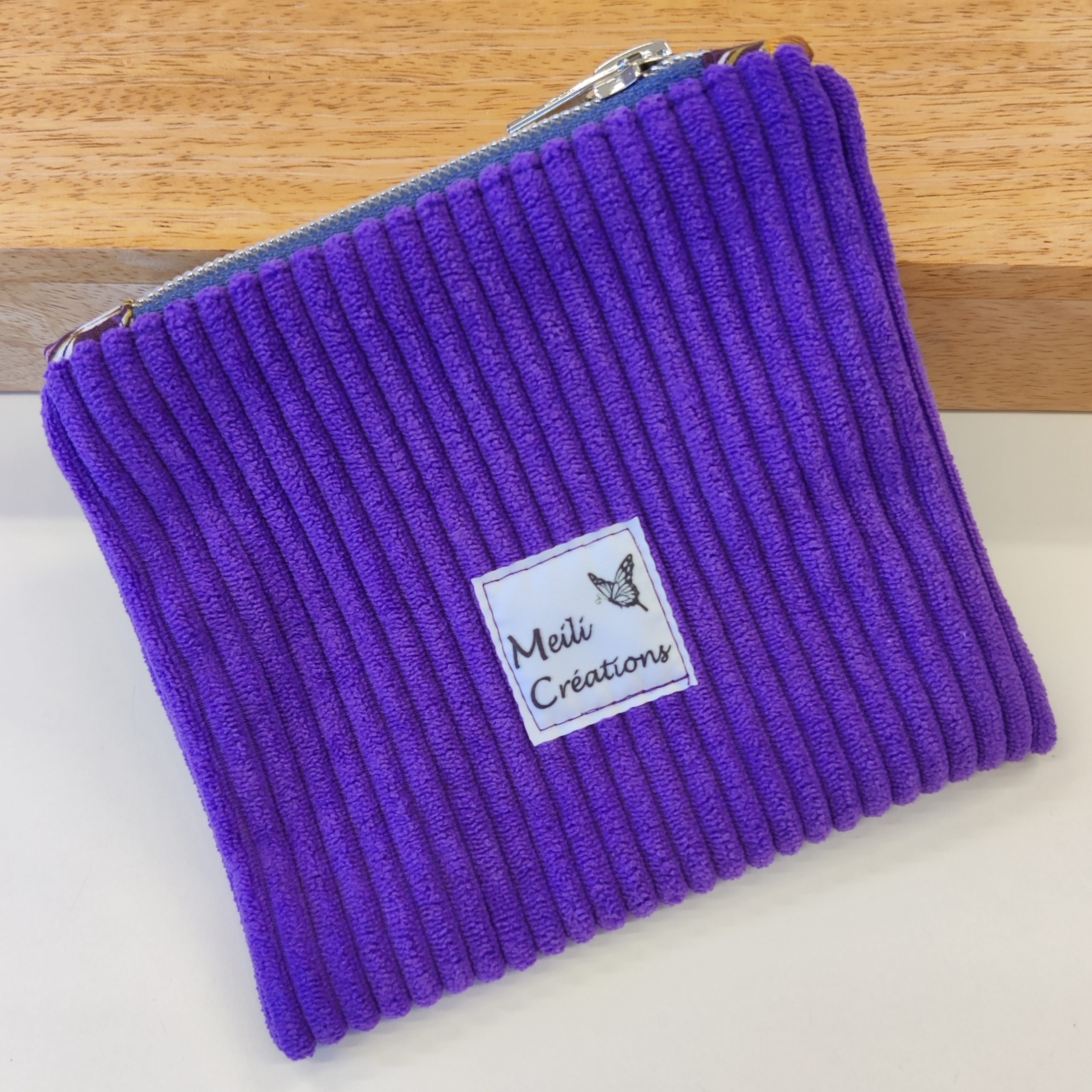 Porte-monnaie velours côtelé violet