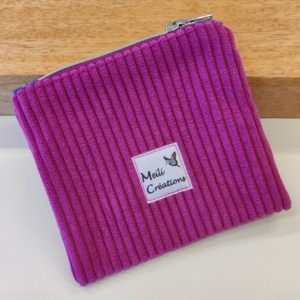 Porte-monnaie velours côtelé pink foncé