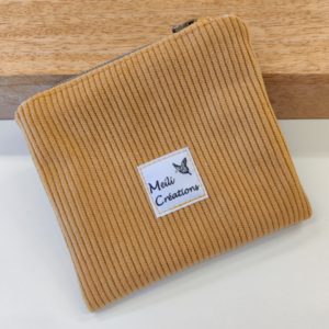 Porte-monnaie velours côtelé moutarde