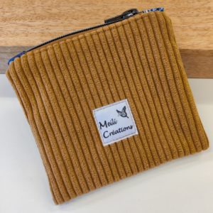 Porte-monnaie velours côtelé ocre