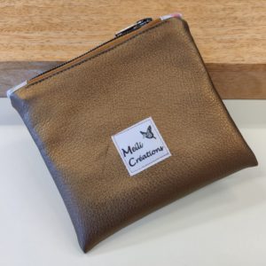 Porte-monnaie similicuir brun-or