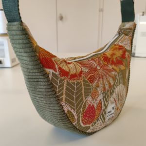 Sac Demi-Lune Fleurs Pavot Kaki – Jacquard